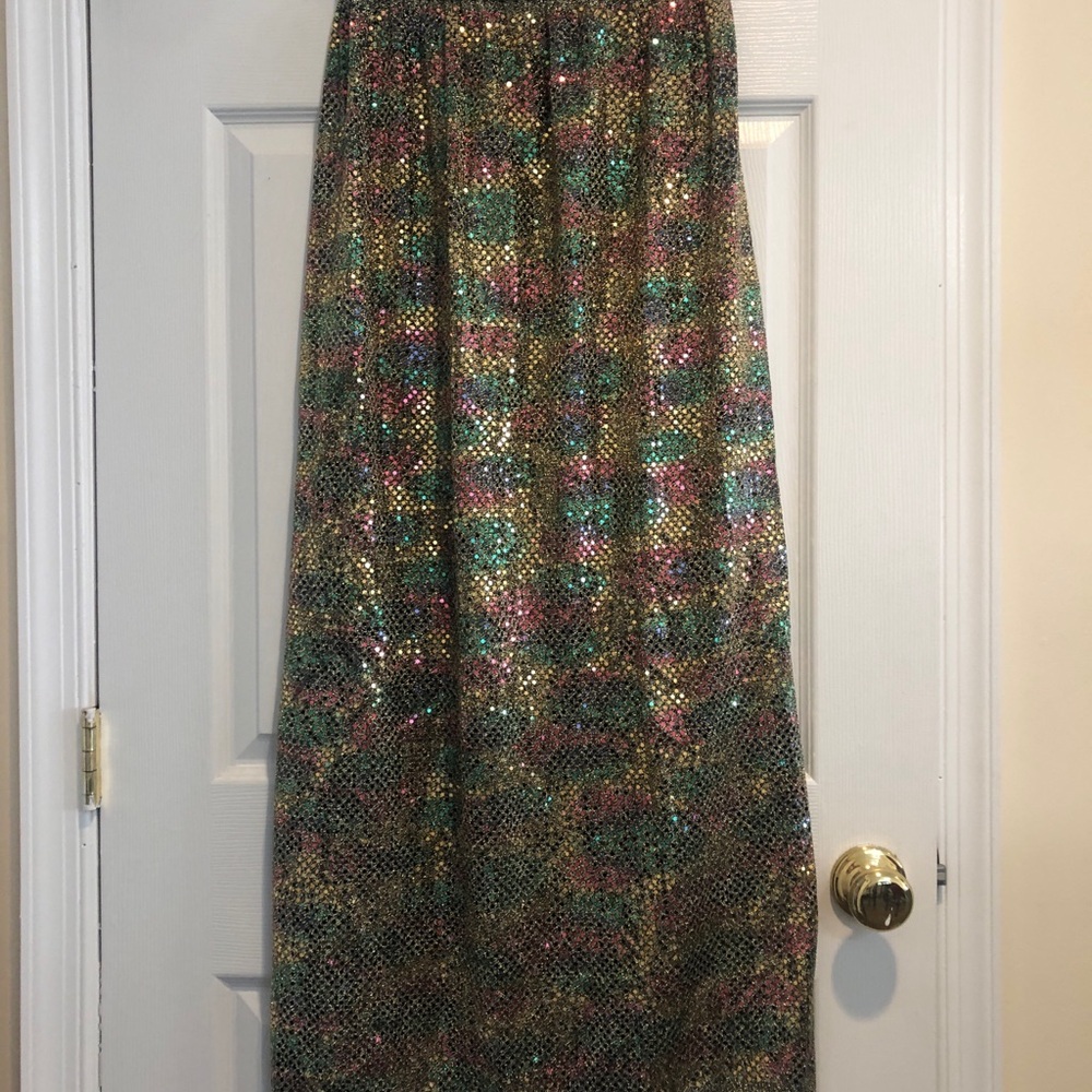 Vintage Iridescent Sequin Maxi Skirt - Multicolor Sz S